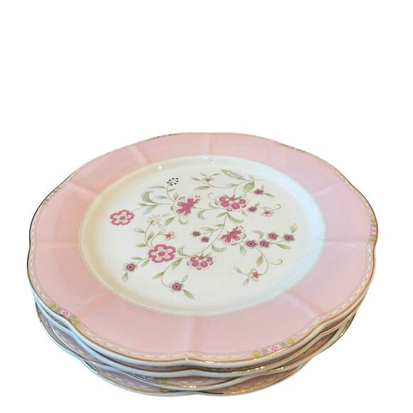 NEW Grace Teaware Pink Corn Flower 8” Salad Dessert Plates Set of 4 - Picture 8 of 16